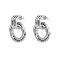 Wholesale jewelry 18K Gold PVD Stainless Steel Double Round Stud Earring- stainless main 