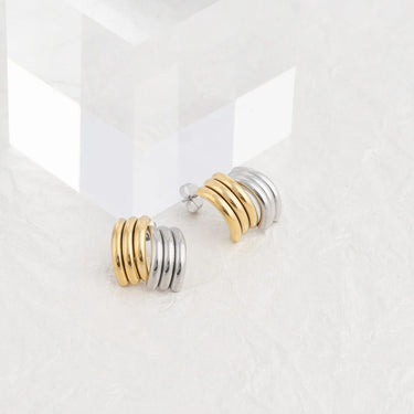 Wholesale jewelry 18K Gold PVD Stainless Steel Abstract Stud Earring- mixed metal studio 