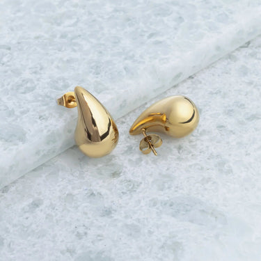 18K Gold PVD Stainless Steel Tear Drop Stud Earrings- gold studio 