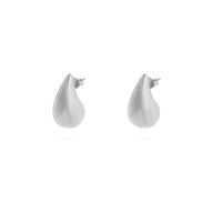 18K Gold PVD Stainless Steel Tear Drop Stud Earrings- silver main 