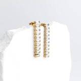 18K Gold PVD Stainless Steel Emerald Dangle Earrings - gold studio 