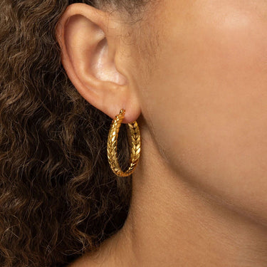 18K Gold PVD Stainless Steel Braided Hoop Earrings- gold model 