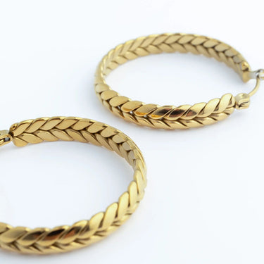 18K Gold PVD Stainless Steel Braided Hoop Earrings- gold studio 
