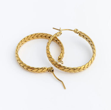 18K Gold PVD Stainless Steel Braided Hoop Earrings- gold studio 