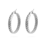 18K Gold PVD Stainless Steel Braided Hoop Earrings- silver main 