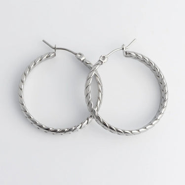 18K Gold PVD Stainless Steel Braided Hoop Earrings- silver studio 