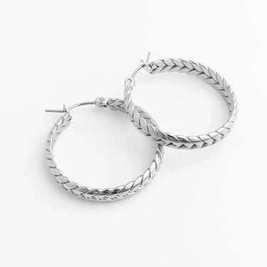 18K Gold PVD Stainless Steel Braided Hoop Earrings- silver studio 