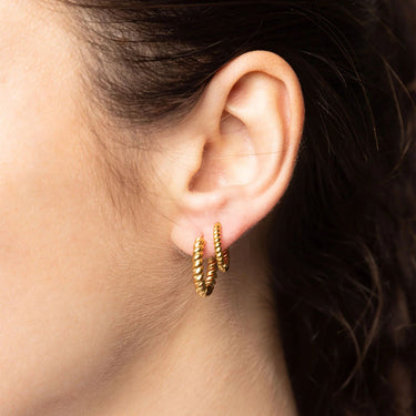 18K Gold PVD Stainless Steel Twisted Hoop Earrings- gold model 