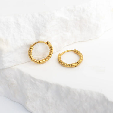 18K Gold PVD Stainless Steel Twisted Hoop Earrings- gold studio