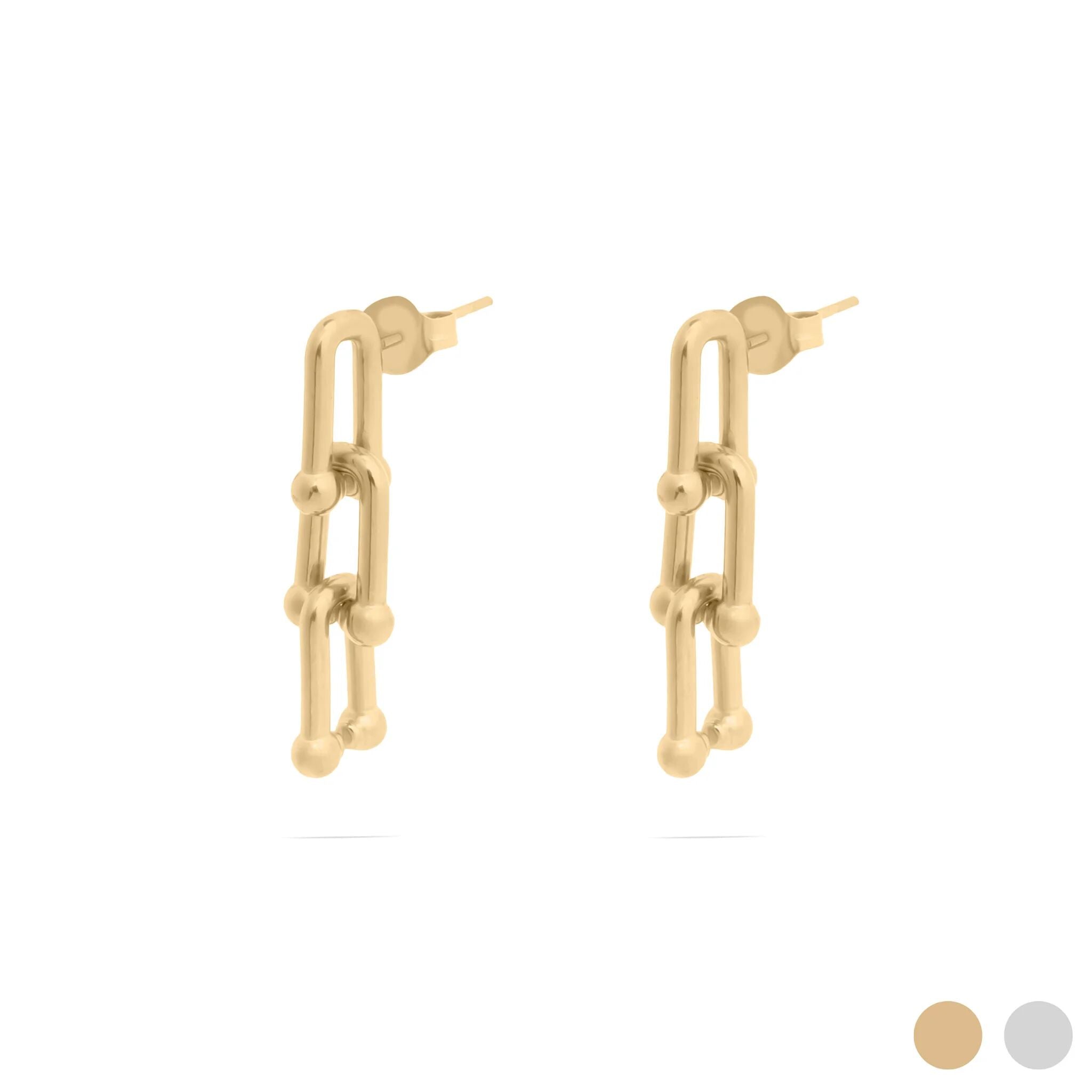18K Gold PVD Stainless Steel Thin Ulock Chain Earrings / ERJ0138