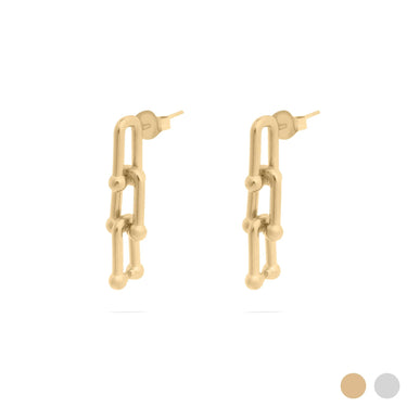 18K Gold PVD Stainless Steel Thin U-lock Chain Earrings- gold main 
