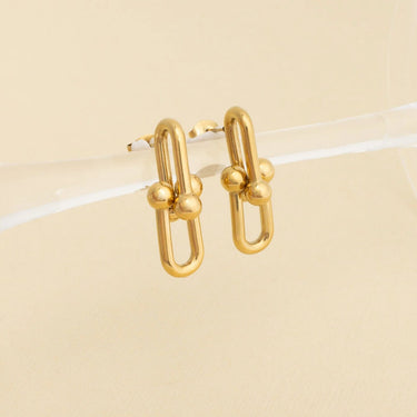 18K Gold PVD Stainless Steel Thick U-lock Chain Earrings- gold studio 