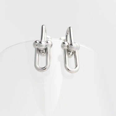 18K Gold PVD Stainless Steel Thick U-lock Chain Earrings- silver studio 