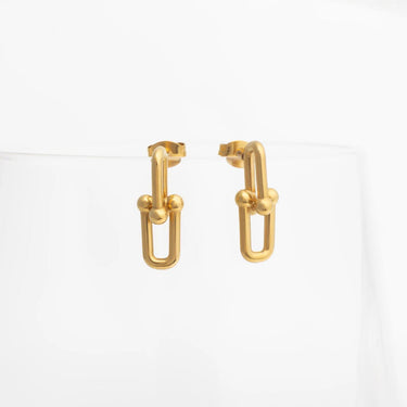 18K Gold PVD Stainless Steel Thick U-lock Chain Earrings- gold studio 
