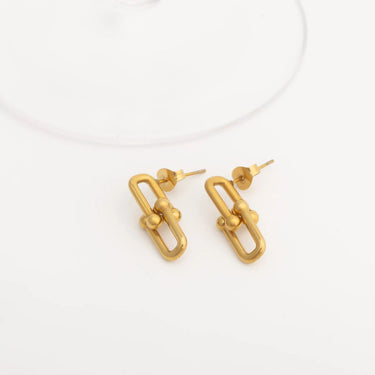 18K Gold PVD Stainless Steel Thick U-lock Chain Earrings- gold studio 