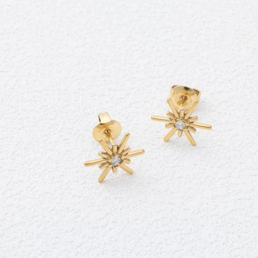 18K Gold PVD Stainless Steel Firework Stud Earrings - gold studio