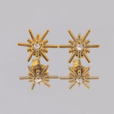 Gold Firework Stone Burst Stud Earring