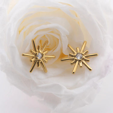 Gold Firework Stone Burst Stud Earring