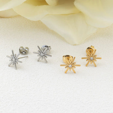 18K Gold PVD Stainless Steel Firework Stud Earrings - gold and silver studio 