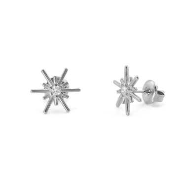 Silver Firework Stone Burst Stud Earring