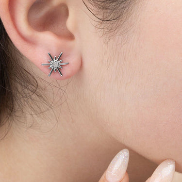18K Gold PVD Stainless Steel Firework Stud Earrings- silver model 