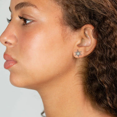 Silver Firework Stone Burst Stud Earring
