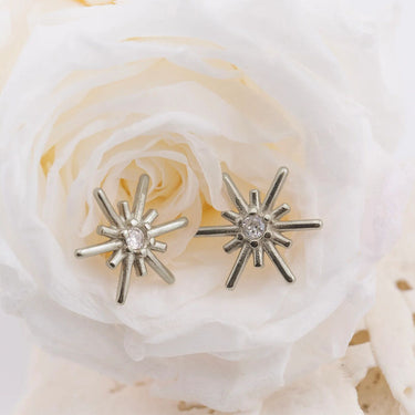 Silver Firework Stone Burst Stud Earring