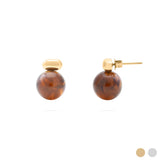 18K Gold PVD Stainless Steel Tortoise Shell Stud Earrings- gold main 