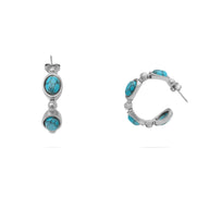 18K Gold PVD Stainless Steel Turquoise Stone Huggie Earrings- stainless main 