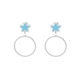 Wholesale jewelry 18K Gold PVD Stainless Steel Turquoise Star Hoop Earrings- stainless main 