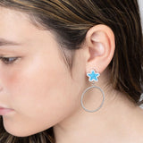 Wholesale jewelry 18K Gold PVD Stainless Steel Turquoise Star Hoop Earrings- stainless model 