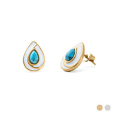 18K Gold PVD Stainless Steel Turquoise Tear Drop Stud Earrings- gold main 