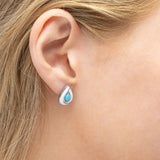 18K Gold PVD Stainless Steel Turquoise Tear Drop Stud Earrings- silver model 