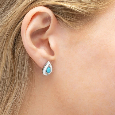 18K Gold PVD Stainless Steel Turquoise Tear Drop Stud Earrings- silver model 