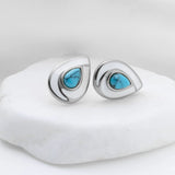 18K Gold PVD Stainless Steel Turquoise Tear Drop Stud Earrings- silver studio 