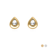 18K Gold PVD Stainless Steel Clear Stone Tear Drop Stud Earrings- Gold main