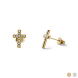 Wholesale jewelry 18K Gold PVD Stainless Steel Stone Cross Earrings- Gold main 