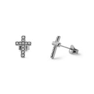 Wholesale jewelry 18K Gold PVD Stainless Steel Stone Cross Earrings- Stainless main 