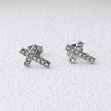 Wholesale jewelry 18K Gold PVD Stainless Steel Stone Cross Earrings- Stainless studio 