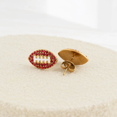 Wholesale jewelry 18K Gold PVD Stainless Steel Football Stud Earrings- gold studio 