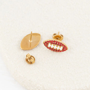 Wholesale jewelry 18K Gold PVD Stainless Steel Football Stud Earrings- gold studio 