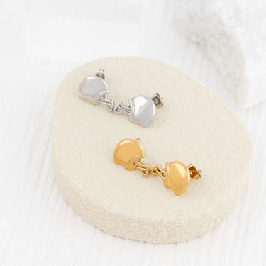 Wholesale jewelry 18K Gold PVD Stainless Steel Helmet Stud Earrings - gold and stainless studio 