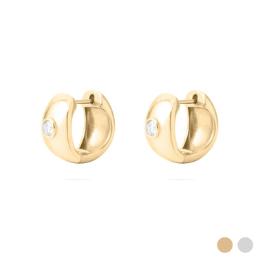 Wholesale jewelry 18K Gold PVD Stainless Steel Chunky Hoop One Stone Earring - gold main 