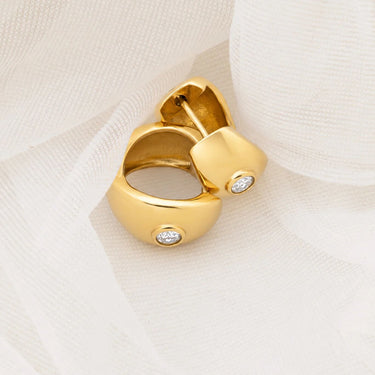 Wholesale jewelry 18K Gold PVD Stainless Steel Chunky Hoop One Stone Earring - gold studio 