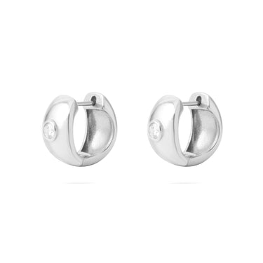 Wholesale jewelry 18K Gold PVD Stainless Steel Chunky Hoop One Stone Earring - stainless main 