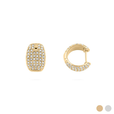 Wholesale jewelry 18K Gold PVD Stainless Steel Pave Stone Huggie Earrings- gold main 