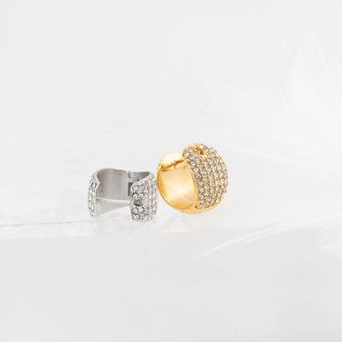 Wholesale jewelry 18K Gold PVD Stainless Steel Pave Stone Huggie Earrings- stainless and gold studio 