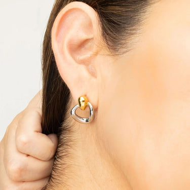 Wholesale 18K Gold PVD Stainless Steel Linked Drop Earrings - mixed metal model