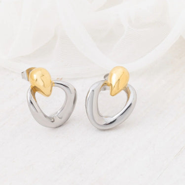 Wholesale 18K Gold PVD Stainless Steel Linked Drop Earrings - studio mixed metal 