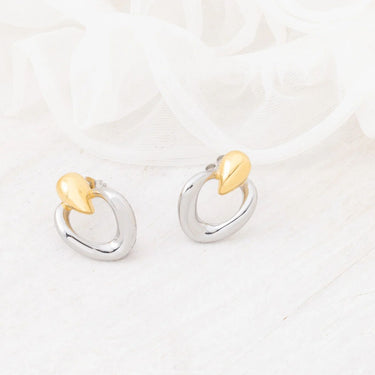 Wholesale 18K Gold PVD Stainless Steel Linked Drop Earrings - mixed metal studio